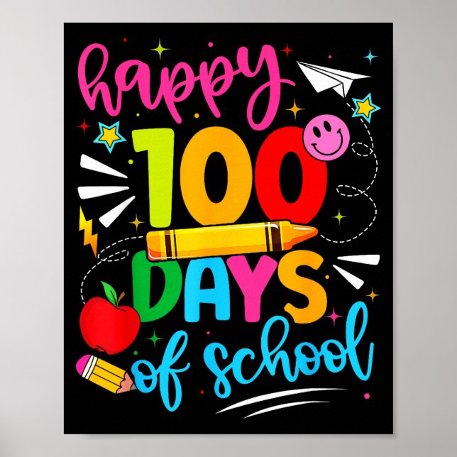 Affiche 100th Day Of School Happy 100 Days Teachers Boy Gi (Devant)