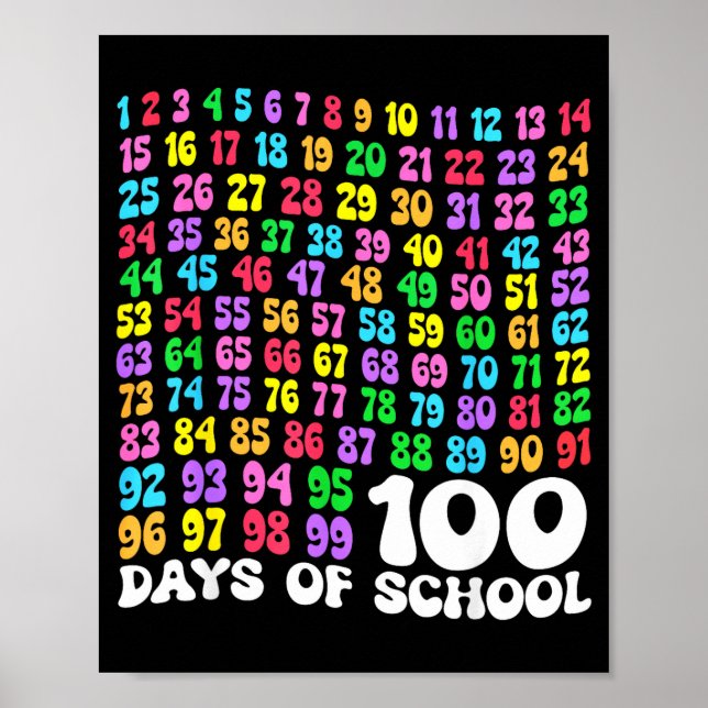 Affiche 100th Day Of School Teacher Kids 100 Days Math Num (Devant)