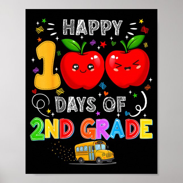 Affiche 100th Days Of 2nd Grade 100 Days Toddler Girl  (Devant)