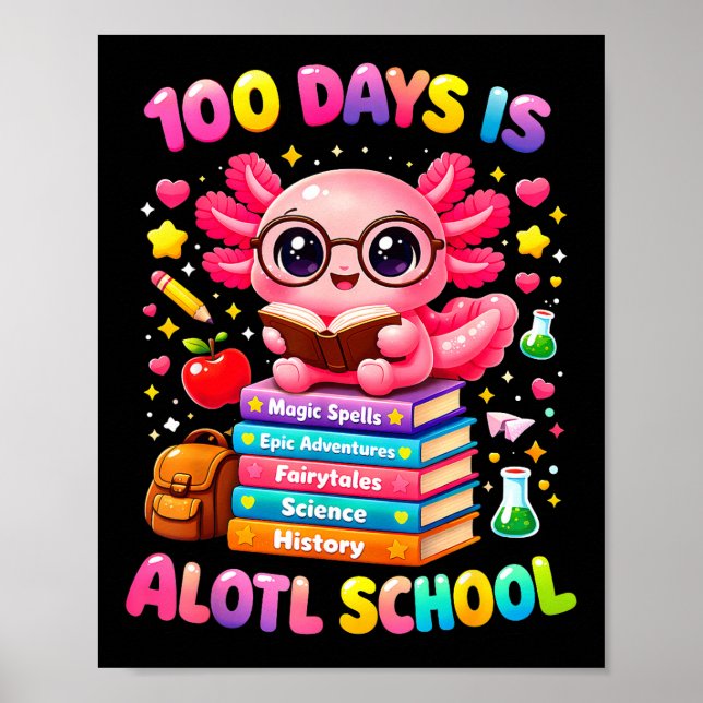 Affiche 101 jours d'école axolotl mignon professeur pour e (Devant)