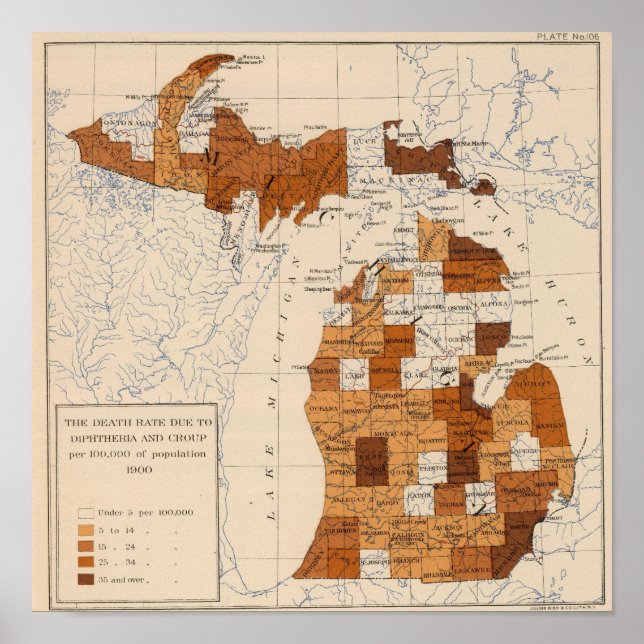 Affiche 106 Diphtérie, croup Michigan (Devant)
