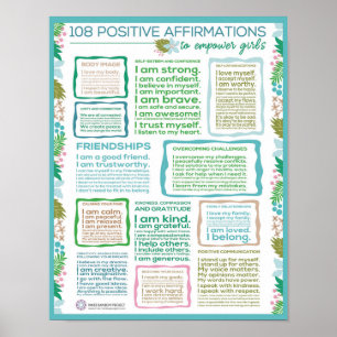 Affiche 108 Affirmations positives pour autonomiser les fi