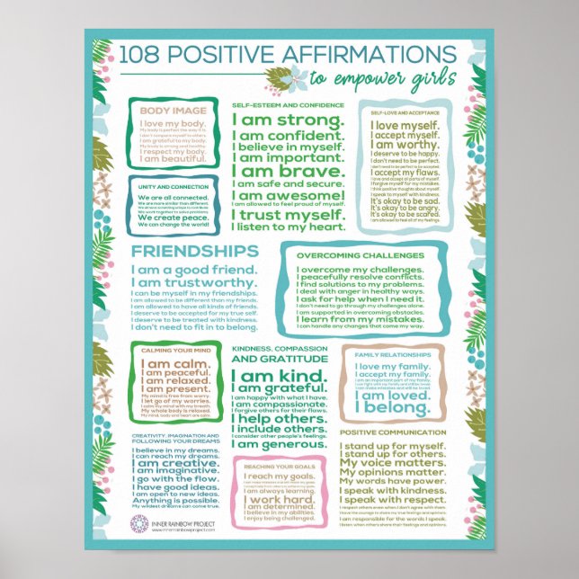 Affiche 108 Affirmations positives pour autonomiser les fi (Devant)