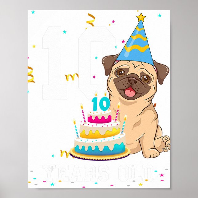 Affiche 10 ans Anniversaire Carlin Amoureux des chiens Par (Devant)