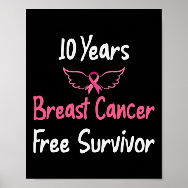 Affiche 10 ans Cancer du sein sans rose cancer du sein sur (Devant)