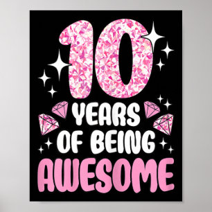 Affiche 10 Ans De Folie Mignonne Rose 10ème Anniversaire