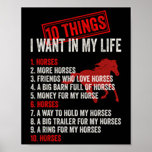 Affiche 10 Choses Que Je Veux À Ma Vie Avec Des Chevaux