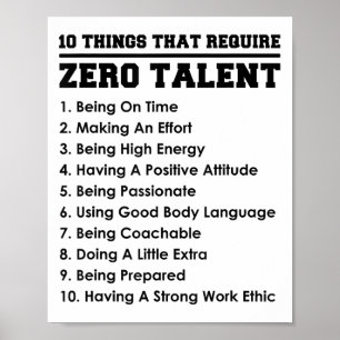 Affiche 10 choses qui ne nécessitent aucun talent de motiv