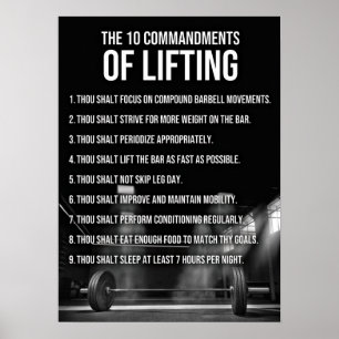 Affiche 10 Commandements De Levage - Gym Motivational