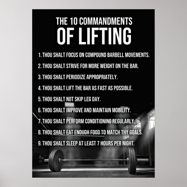 Affiche 10 Commandements De Levage - Gym Motivational (Devant)