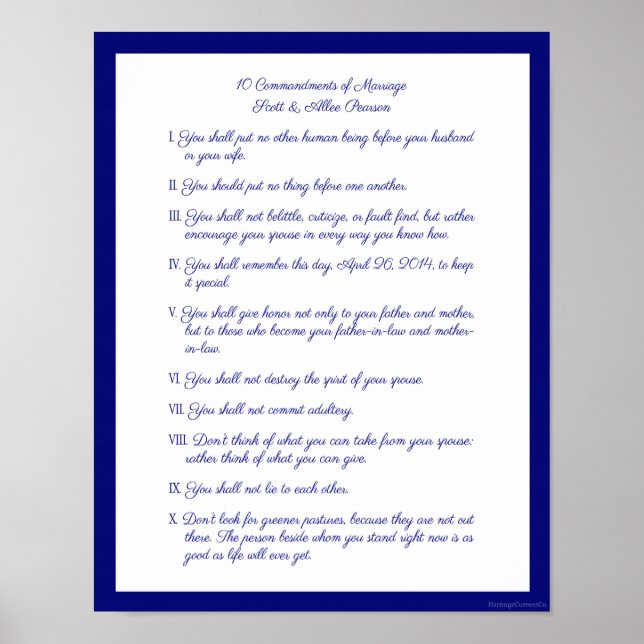 Affiche 10 Commandements du mariage (Devant)