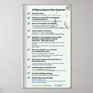 Affiche 10 conseils pour améliorer votre grammaire
