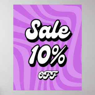 Affiche 10% De Promo Signe, Vente Violet Signe, Vente Au D
