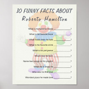 AFFICHE 10 FUNNY FACTS JEU DE FÊTE POUR LES HOMMES