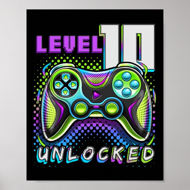 Affiche 10 Jeu vidéo déverrouillé 10e anniversaire Gamer B (Devant)