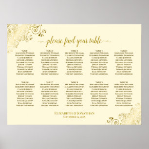 Affiche 10 Mariage de table Plafond crème & Gold Frills