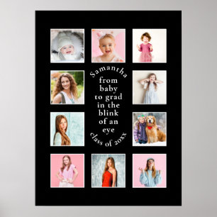 Affiche 10 Photos De Bébé à Diplômé Nom Année Noir
