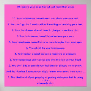 Affiche 10 raisons la coupe de cheveux de vos chiens ont