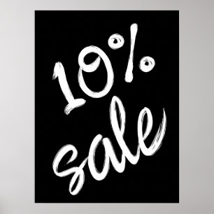 Affiche 10% Signe de vente, 18x24 Vente noir et blanc