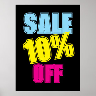 Affiche 10% Signe de vente, Signal de magasin de détail, V
