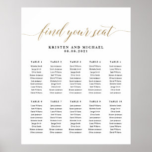 Affiche 10 Tableaux 100 Invités Trouvez Votre Siège Carte