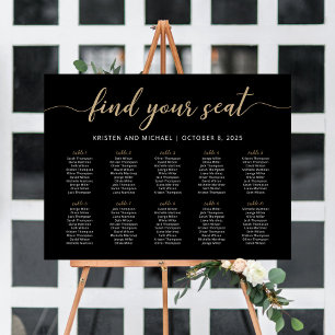 Affiche 10 Tables Trouvez Votre Siège Carte De Siège Noir