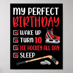 Affiche 10 Year Old Ice Hockey Birthday Party 10e Boy Bda
