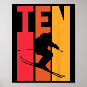 Affiche 10e anniversaire Boy Retro Ski Lover Skier 10 ans