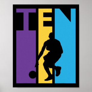 Affiche 10e anniversaire Cadeau Dix Basket coloré 10 ans