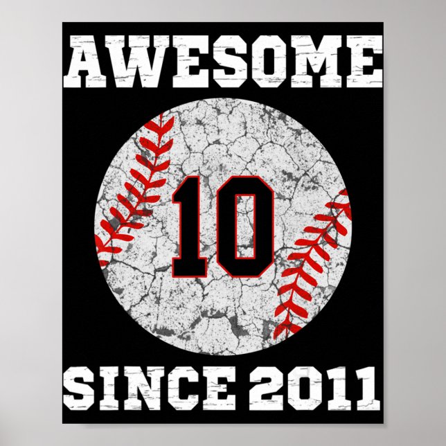 Affiche 10e Anniversaire de baseball Lover Cadeau 10 Ans V (Devant)