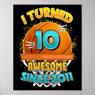 Affiche 10e anniversaire de basket-ball J'ai tourné 10 ans