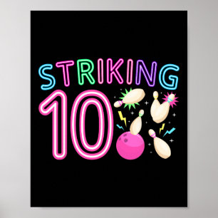 Affiche 10e anniversaire de la fête Bowling fille 10 ans B