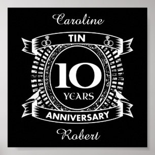 Affiche 10e anniversaire du mariage étain