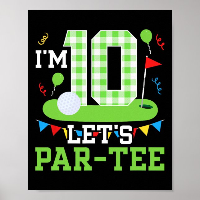 Affiche 10e Anniversaire Fête Golf Garçon Dix Anniversaire (Devant)