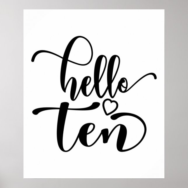 Affiche 10e anniversaire filles Bonjour Dix mignonnes 10 a (Devant)