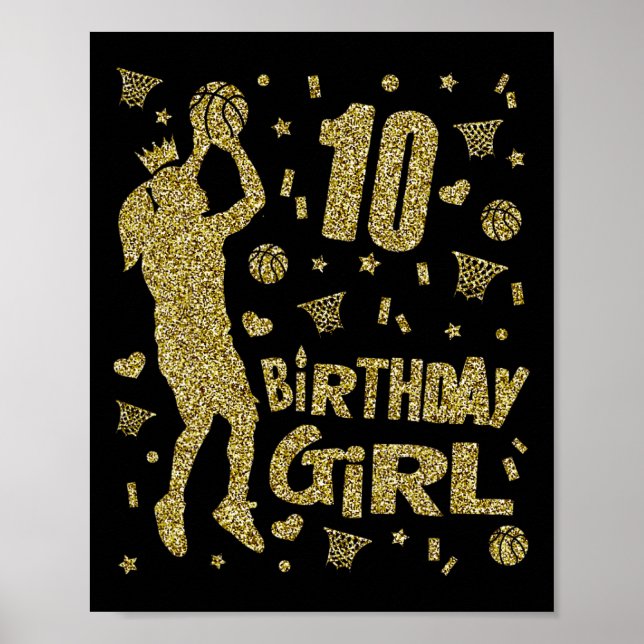 Affiche 10e anniversaire Filles de basket-ball Fans Joueur (Devant)