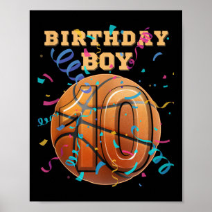 Affiche 10e anniversaire garçon Dix 10 ans de basket-ball 