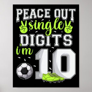 Affiche 10e anniversaire garçons football Peace Out chiffr