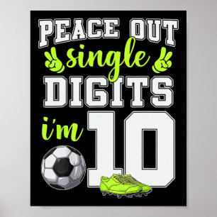 Affiche 10e anniversaire garçons football Peace Out chiffr