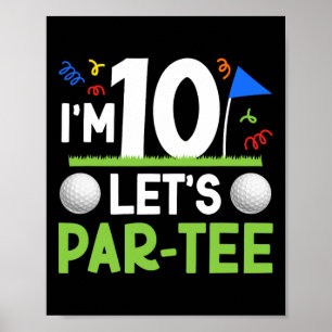 Affiche 10e Anniversaire Golf Garçon 10 ans Golfeur