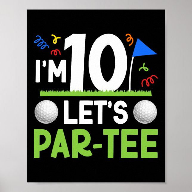 Affiche 10e Anniversaire Golf Garçon 10 ans Golfeur (Devant)