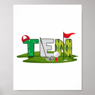 Affiche 10e Anniversaire Golf Thème 10 ans Enfants Sport P