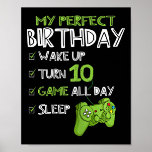 Affiche 10e Anniversaire Jeu 10 Ans Parfait Gamer Gi
