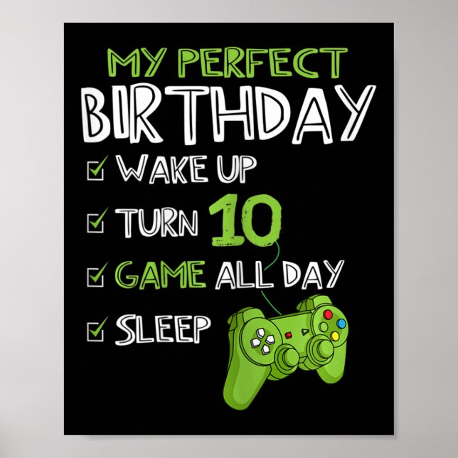 Affiche 10e Anniversaire Jeu 10 Ans Parfait Gamer Gi (Devant)