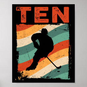 Affiche 10e anniversaire Retro Hockey sur glace 10 ans Boy