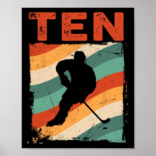 Affiche 10e anniversaire Retro Hockey sur glace 10 ans Boy (Devant)