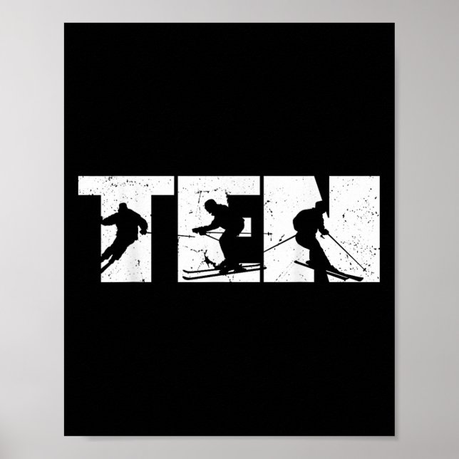 Affiche 10e anniversaire Retro Ski Ski 10 ans Garçons Gi (Devant)