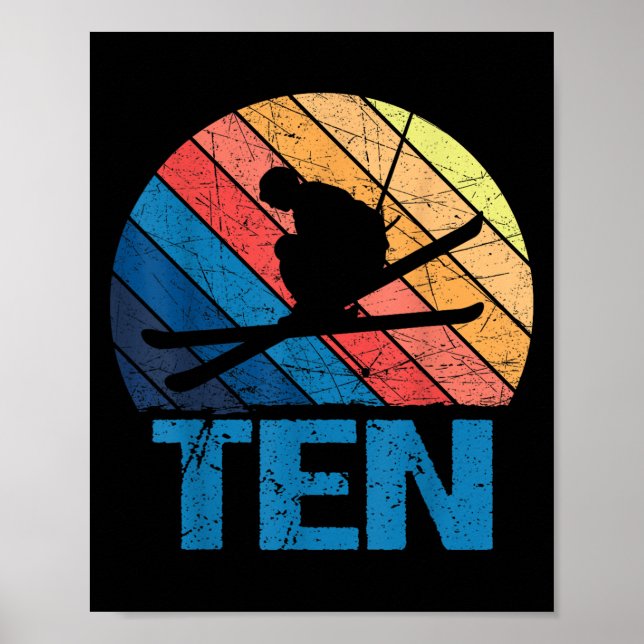 Affiche 10e anniversaire Retro Ski Ski 10 ans Garçons Gi (Devant)