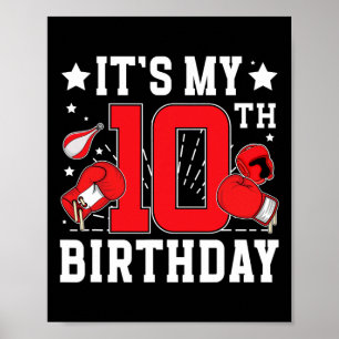 Affiche 10e Boxe Anniversaire Fête 10 ans Boxer Naissance