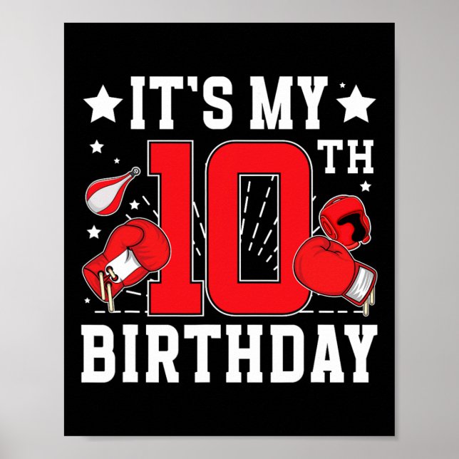 Affiche 10e Boxe Anniversaire Fête 10 ans Boxer Naissance (Devant)